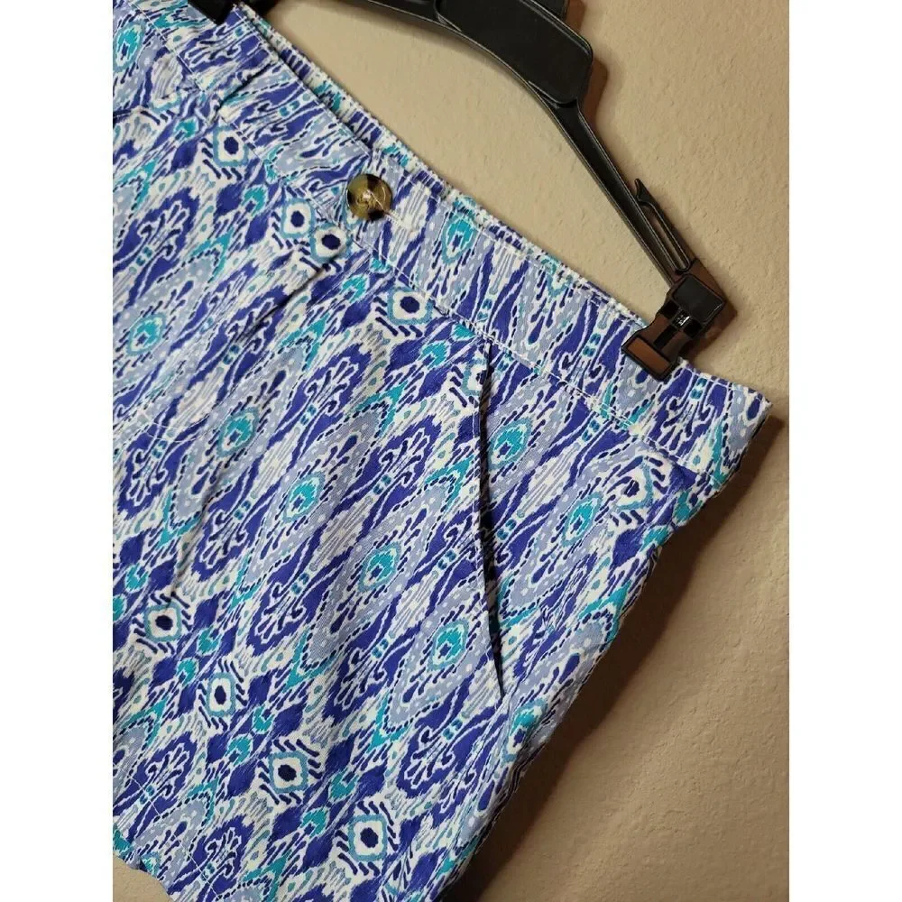 Caribbean Joe NWT  Women's Blue Hue Abstract Shorts Size 8 NEW t8